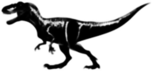 Fototapeta premium Silhouette of a dinosaur created with pixelated dots, concept of digital art