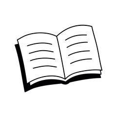 Book. School supplies. Reading concept. Simple doodle illustration, object isolated on white background
