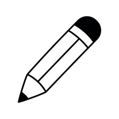 Pencil. Back to school concept. School supplies. Simple doodle illustration, object isolated on white background