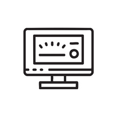 Obraz premium A simple icon of a computer monitor with a gauge on the screen.