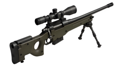 Cutout PNG of Accuracy International AWM Sniper Rifle – Hyper-Realistic Diagonal View