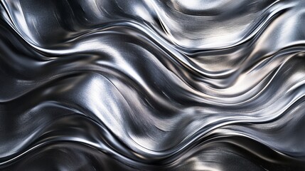 Abstract silver metallic waves background texture.