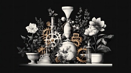 Steampunk Botanical Still Life