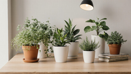 Plants and calming decor on desk 