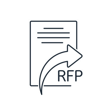  RFP request for proposal  document. Project submission. Vector linear icon illustration isolated on white background.