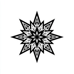 Obraz premium Intricate black and white star design featuring geometric patterns and sharp points