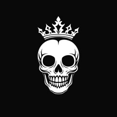 Crown Skull Illustration on Black Background