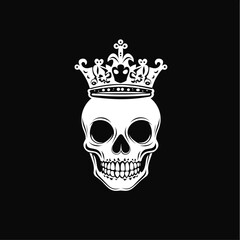 Crown Skull Illustration on Black Background