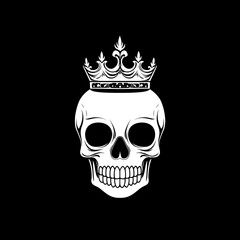 Crown Skull Illustration on Black Background