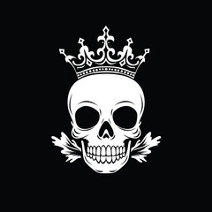 Crown Skull Illustration on Black Background