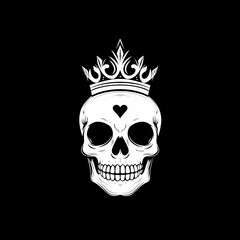 Crown Skull Illustration on Black Background