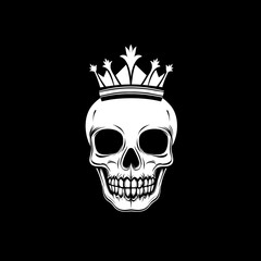 Crown Skull Illustration on Black Background