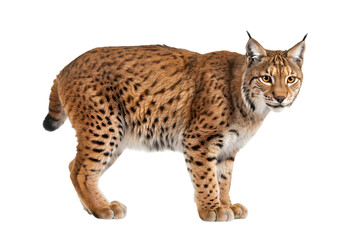 Naklejka premium Eurasian Lynx: Majestic Wildcat Profile against White Background