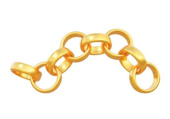 Fototapeta premium Chain golden ring realistic luxury isolated on transparent background png. jewelry expensive object. 3d render illustration