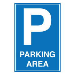 Fototapeta premium blue vertical parking area sign with white bold text