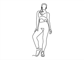 Woman body sketch, line art icon. Female pose outline silhouette, model, figure. Abstract sign of girl for wellness center, sport, dance, beauty salon, spa. line icon-continuous line drawing. Editable