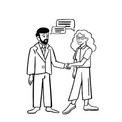 Contract business handshake line illustration