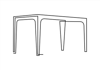 Modern wooden table. Single line draw design vector graphic illustration. 
 Art. line icon-continuous line drawing. Editable stroke. 