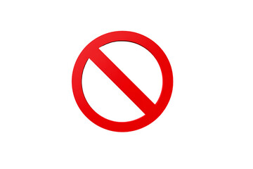 Red prohibition sign with a diagonal line through a circle, indicating something is not allowed, isolated on transparent background