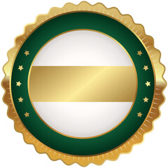 Golden Shield Badge with Star Emblem &ndash; EPS Vector Illustration. Green and gold logo, Badge, Seal Badge Green Gold, blue, medal.