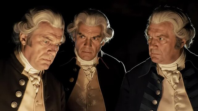 Three 18th Century Men Confer.