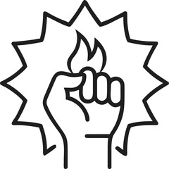 Fototapeta premium Vector illustration of fist with flame icon isolated