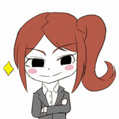 ドヤ顔するスーツを着た女性