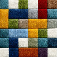 Retro fabric swatch grid in muted vintage primary colors
