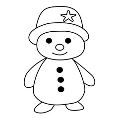 santa snowman Winter holidays symbol. Black illustration on white background. 