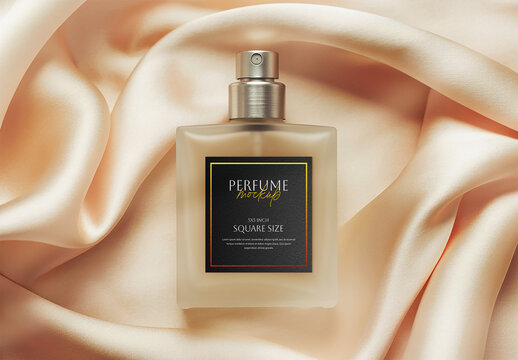 Perfume Bottle Label Top View Mockup Design Template