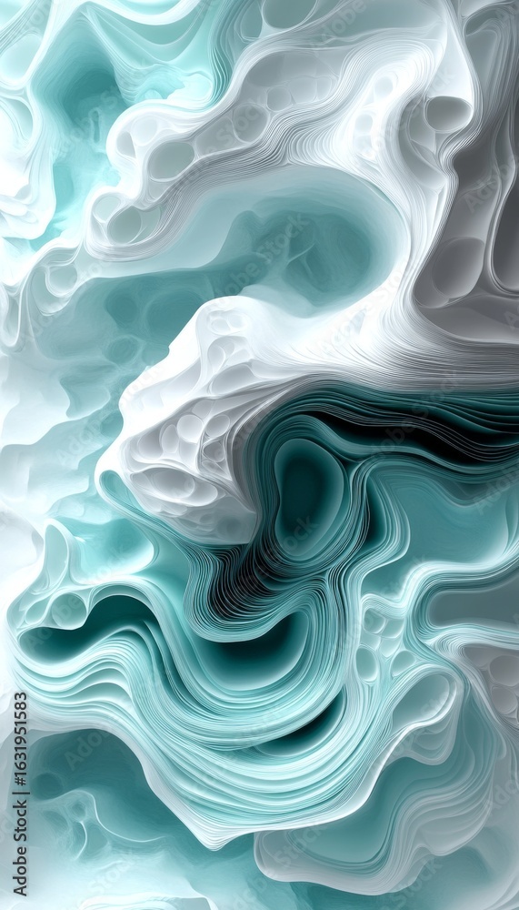Canvas Prints abstract mint green waves background with artful textures and wavy lines for modern design projects