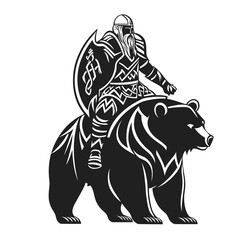 Viking Warrior Riding a Bear Graphic