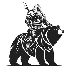 Viking Warrior Riding a Bear Graphic