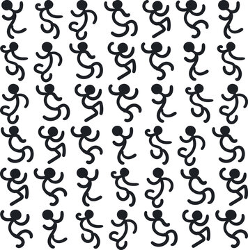 Cartoonish curved characters repeat and form the background.