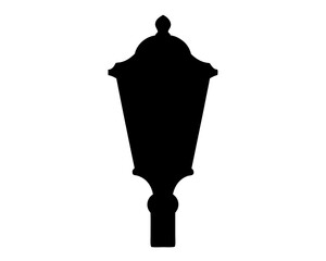 Silhouette of ornate old fashioned street light or lamp post design