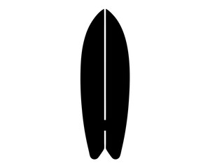 Minimalist Black and White Surfboard Vector Graphic Illustration on White Background