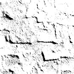 Vector close up view of a distressed brick wall with heavy texture and visible wear in black and white minimilist