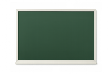 Green chalkboard featuring white frame, presenting clean educational surface ready for writing or drawing text and graphics