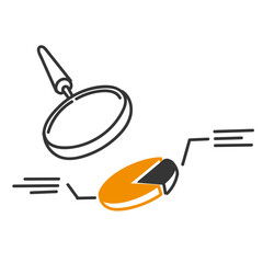doodle magnifying glass and pie chart data illustration