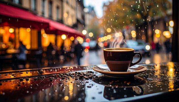 Coffee cafe rain paris street cafe espresso