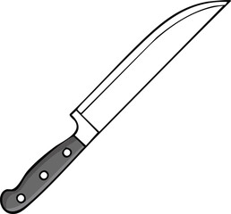 A simple illustration of a long, sharp kitchen knife.