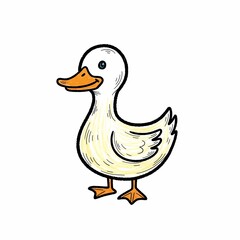 Cute Cartoon Duckling in Profile View