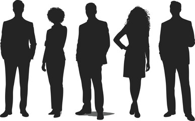 Silhouette of business professionals standing in a row, team concept, corporate people, leadership, teamwork, office professionals, diversity © Hey this is Tazim