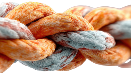 Twisted Rope Close-up: a striking macro photograph of an interwoven rope, its textured surface and vibrant colors highlighted in sharp detail. 