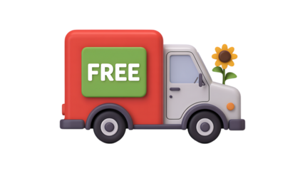 3D free delivery truck with sunflower decoration for eco friendly concept