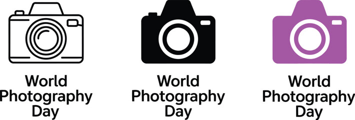 Celebrate World Photography Day with vibrant camera icons