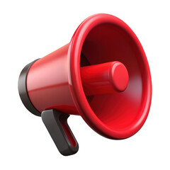 3d red megaphone isolated on transparent background