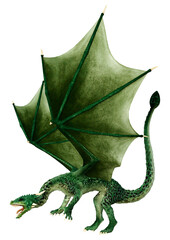 3D Rendering Fairy Tale Dragon on White