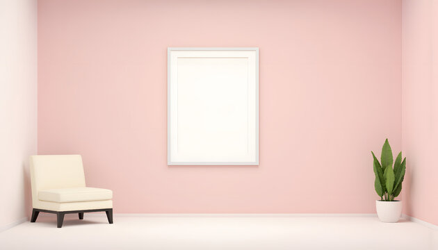 Modern interior with plants, pastel walls, minimalist decor and soft natural light in a cozy setting
