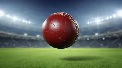 cricket ball close up with india stadium background video - Powered by Adobe